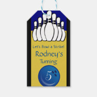 Bowling Pins Fifth Birthday Tag