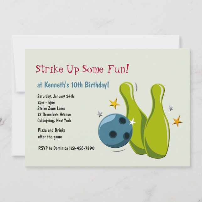 Bowling Pins Invitation (Front)