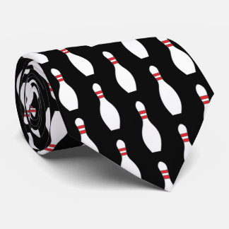 Bowling Pins Pattern Black background Tie