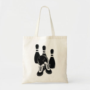 bowling pins shoes and ball sports art tote bag
