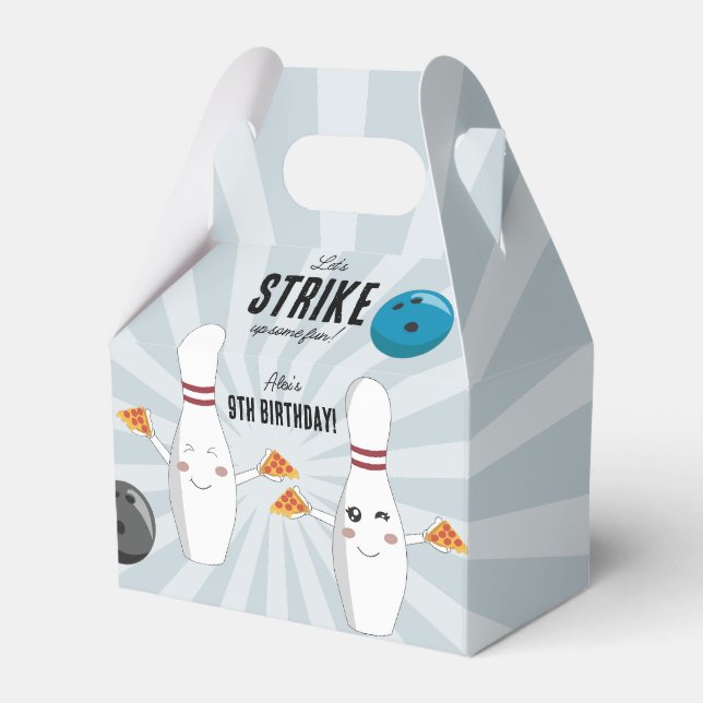 Bowling Pizza Strike Up Some Fun Kids Birthday  Favour Box (Front Side)