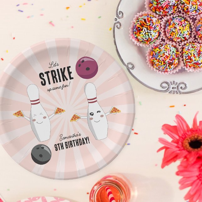 Bowling Pizza Strike Up Some Fun Kids Birthday  Paper Plate (Bowling Pizza Strike Up Some Fun Kids Birthday Paper Plates)