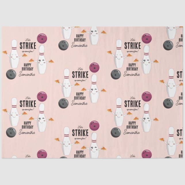 Bowling Pizza Strike Up Some Fun Kids Birthday  Tissue Paper (Front)
