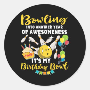 Bowling Player Bowler Playing Bowling Birthday  Classic Round Sticker