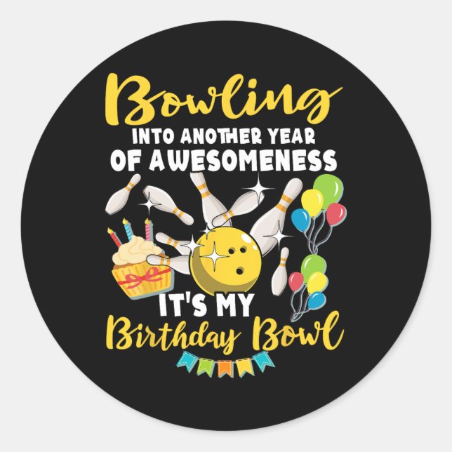 Bowling Player Bowler Playing Bowling Birthday  Classic Round Sticker (Front)