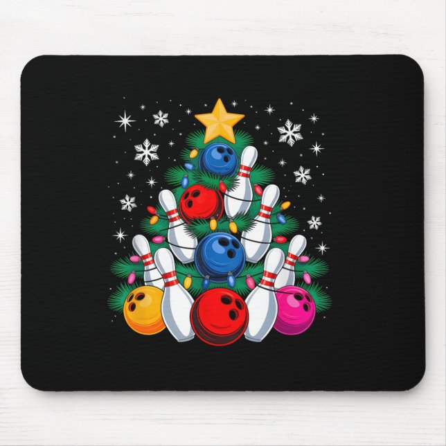 Bowling Player Christmas Tree Light Xmas Bowling L Mouse Pad (Front)
