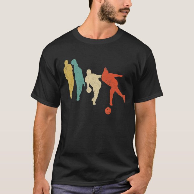 Bowling Player Retro Ball Swing Throw Bowler Team  T-Shirt (Front)