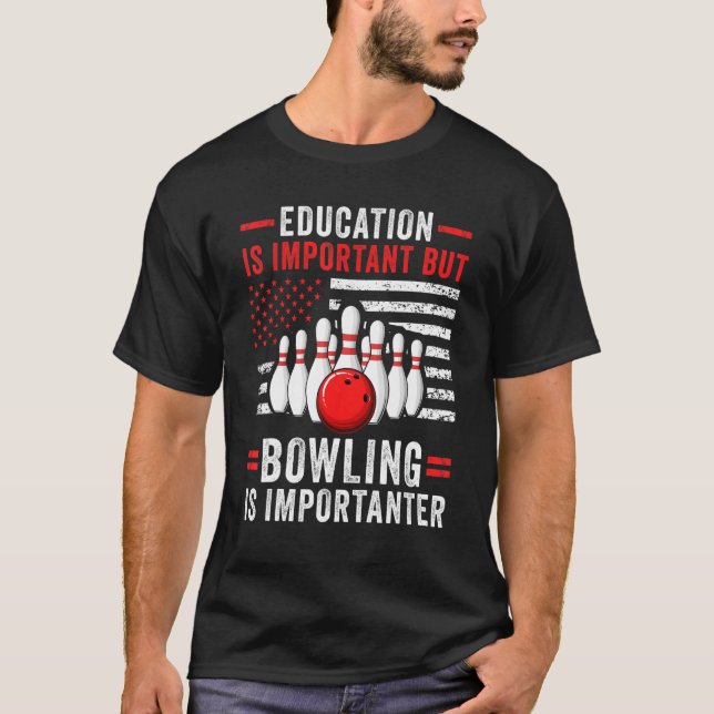 Bowling Player US Flag Bowler Team Bowling Lane Sp T-Shirt (Front)