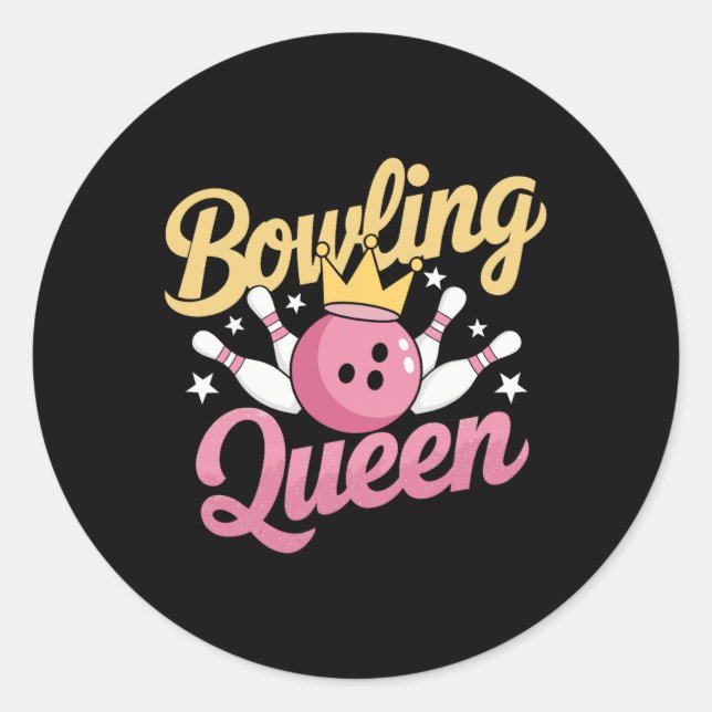 Bowling Queen Bowler Funny Bowling  Classic Round Sticker (Front)