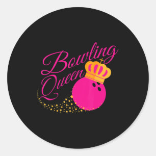 Bowling Queen  Fun Gift For Girls Bowlers Classic Round Sticker