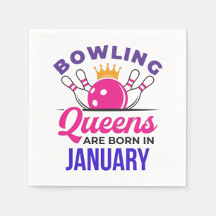 Bowling Queens Are Born in January Napkin