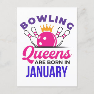 Bowling Queens Are Born in January Postcard