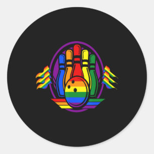 Bowling Rainbow Flag Lgbt-q Cool Gay Pride Ally Eq Classic Round Sticker