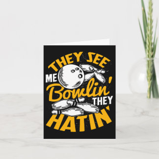 Bowling Roll Pins Strike Bowler Sports Team  Card