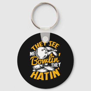 Bowling Roll Pins Strike Bowler Sports Team Key Ring