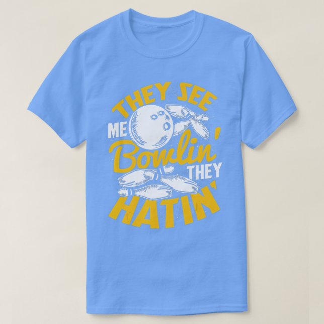 Bowling  Roll Pins Strike Bowler Sports Team  T-Shirt (Design Front)