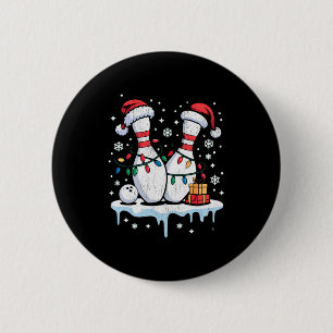 Bowling Santa Hat Funny Christmas Long Sleeve 6 Cm Round Badge