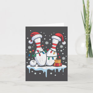 Bowling Santa Hat Funny Christmas Long Sleeve Card