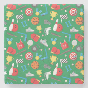 Bowling, Skating, Archery, Basketball, Boxing Fun Stone Coaster