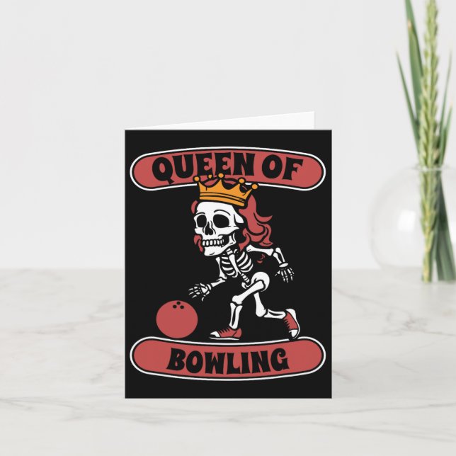 Bowling Skeleton Team League - Alley Bowler Queen  Card (Front)
