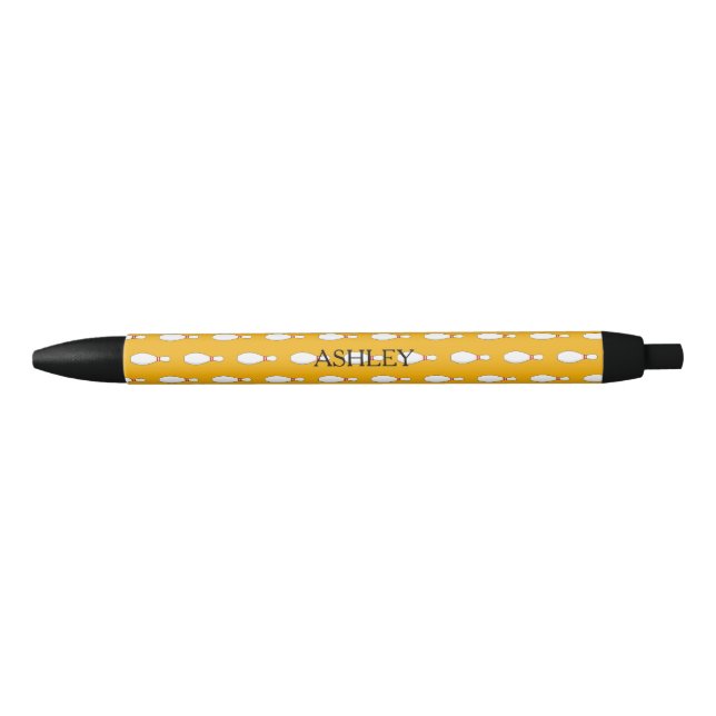 Bowling Skittle Pattern Personalise Black Ink Pen (Front)