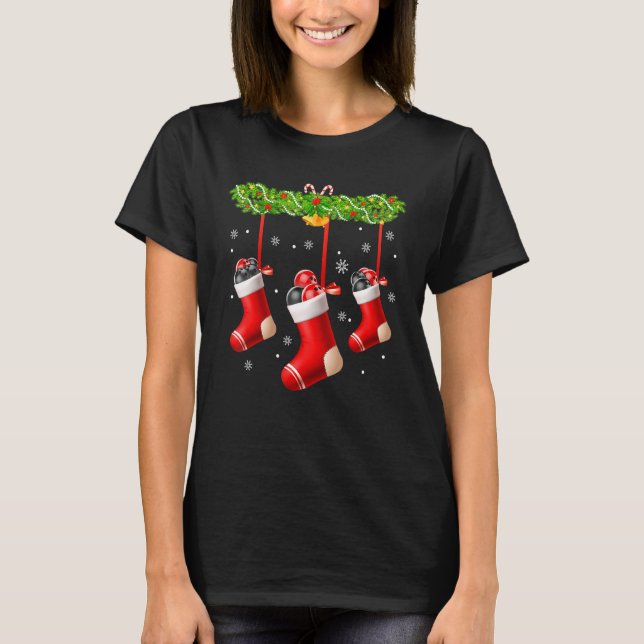 Bowling Socks Christmas Tree Pajama Matching Famil T-Shirt (Front)
