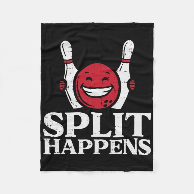 Bowling Split Happens Funny Humour Bowler Team Men Fleece Blanket (Front)