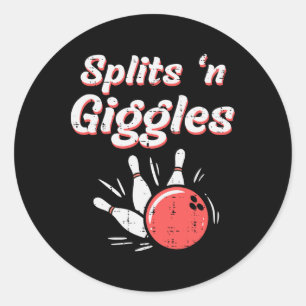 Bowling Splits N Giggles Bowler Kids Women Men Boy Classic Round Sticker