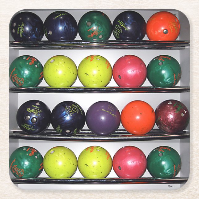 Bowling Square Paper Coaster (Front)