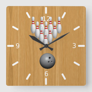 Bowling square wall clock