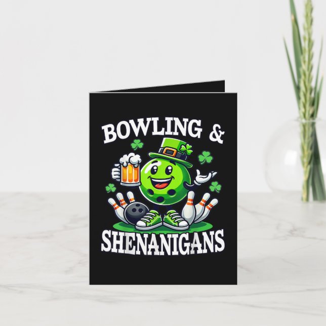 Bowling St Patrick's Day Shenanigans Holiday Card (Front)