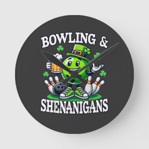 Bowling St Patrick's Day Shenanigans Round Clock