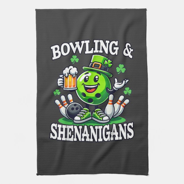 Bowling St Patrick's Day Shenanigans Tea Towel (Vertical)