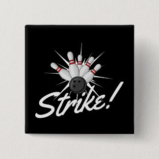 bowling strike! 15 cm square badge