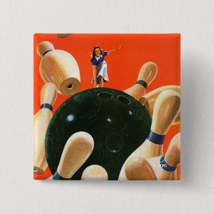 Bowling Strike 15 Cm Square Badge