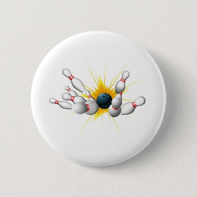 Bowling Strike 6 Cm Round Badge (Front)