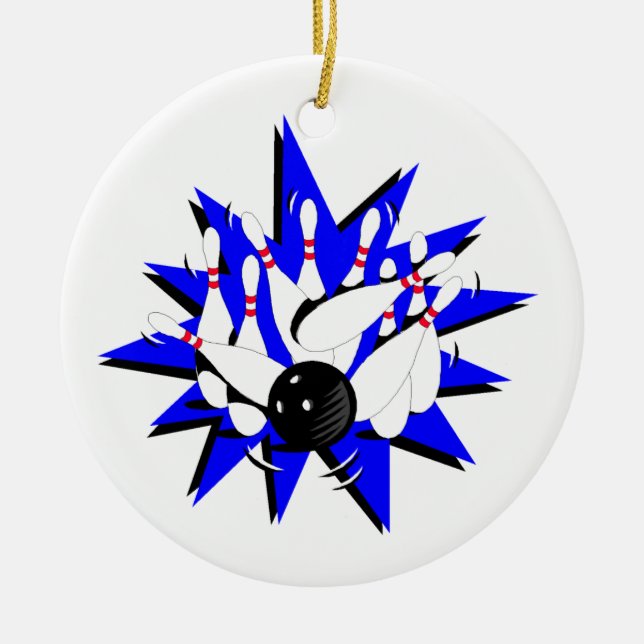 Bowling Strike Ceramic Tree Decoration (Front)