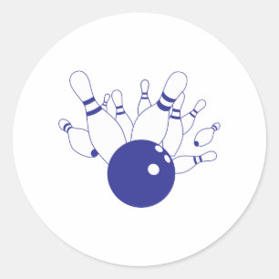 Bowling Strike Classic Round Sticker