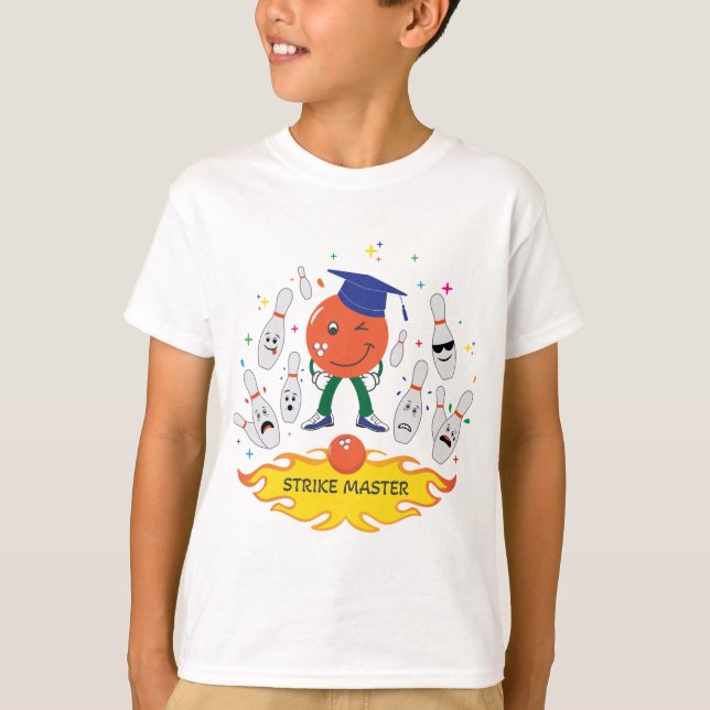 Bowling Strike Kid T-Shirt - White (Front)