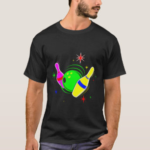 Bowling T Shirt 80s Retro Neon Sign Strike Bowling