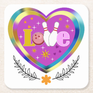 bowling T-Shirt Square Paper Coaster