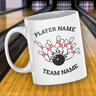 Bowling Team Mug - Strike Logo Team & Player Name