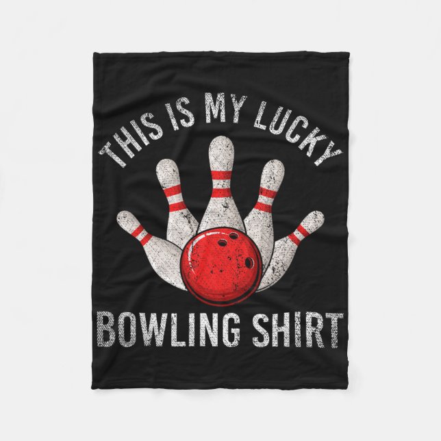 Bowling Team Player This Is My Lucky Bowling Shirt Fleece Blanket (Front)
