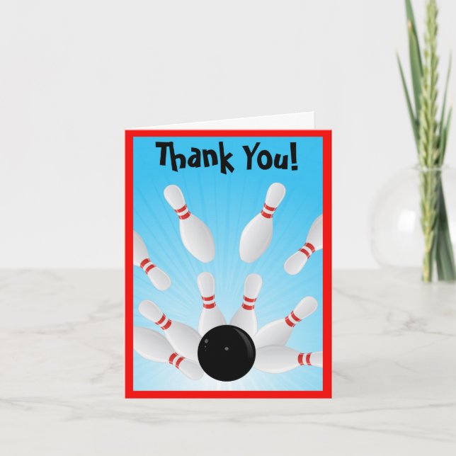 Bowling Thank You Note Card (Front)
