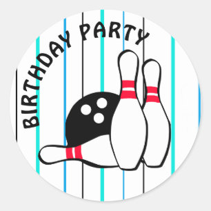 Bowling Themed Birthday Party Classic Round Sticker