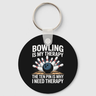 Bowling Therapy Humour Ten Pin Frustration Design  Key Ring