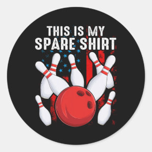 Bowling This Is My Spare Bowler Kids Boys Girl Tod Classic Round Sticker