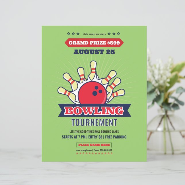 Bowling Tournament Flyer Template (Standing Front)