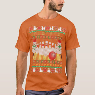 Bowling Ugly Christmas Funny Happy Holidays Sports T-Shirt
