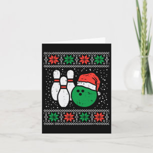 Bowling Ugly Christmas Sweater Sport Bowls Xmas Me Card